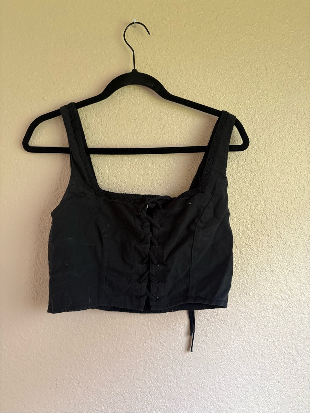 bp Black Lace-Up Crop Top